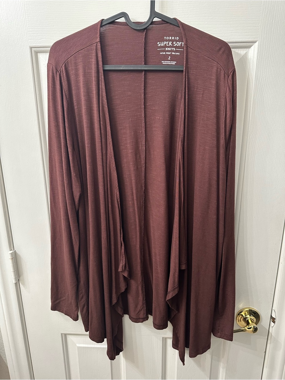 Torrid Cardigan Open Front Super Soft Knit Drapey Long Sleeve Brown 2X